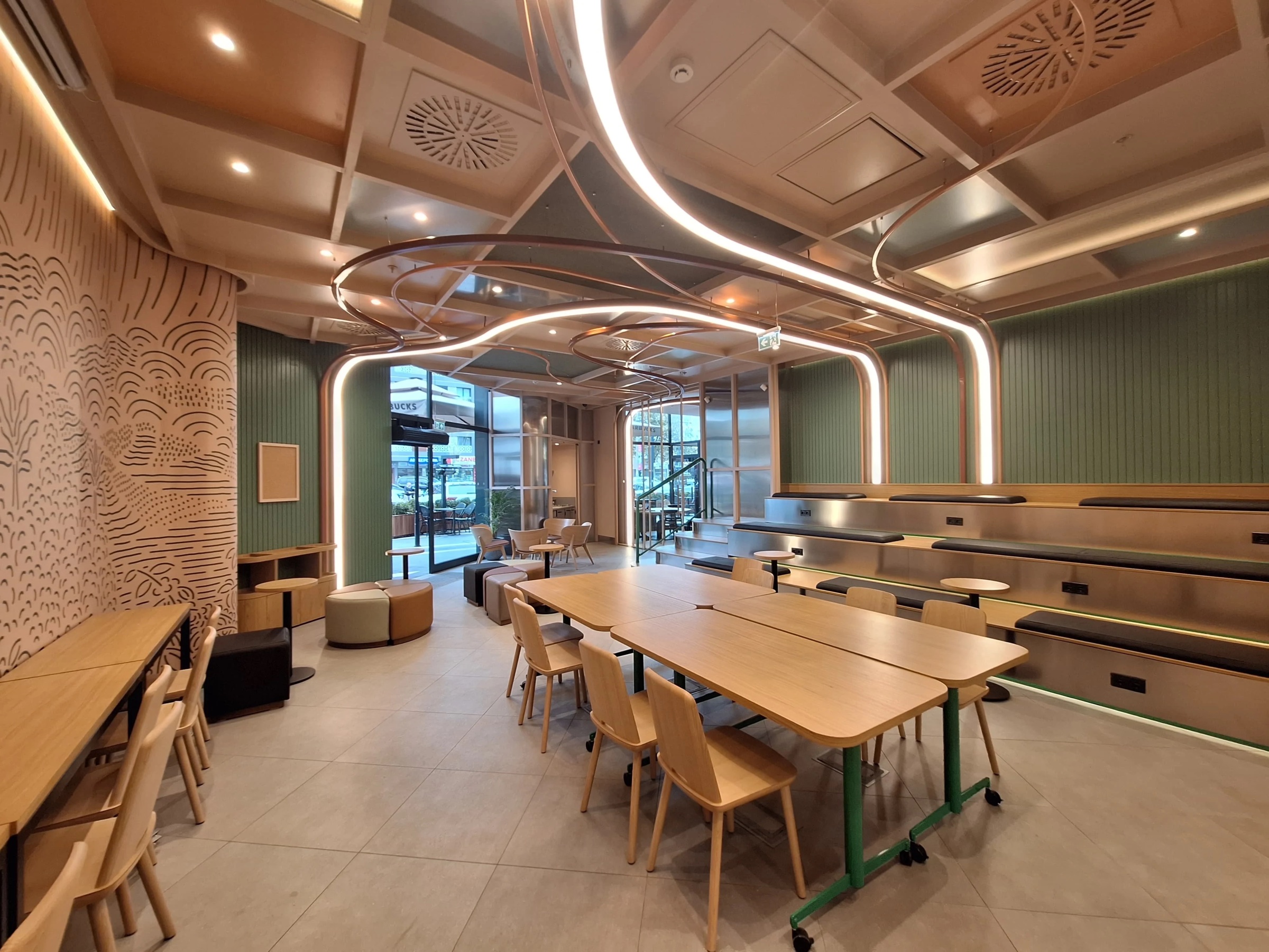 A Starbucks coffeehouse interior designed for gathering